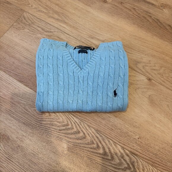Ralph Lauren Cable Knit Sweater Vest Blue Size Large - Picture 11 of 11